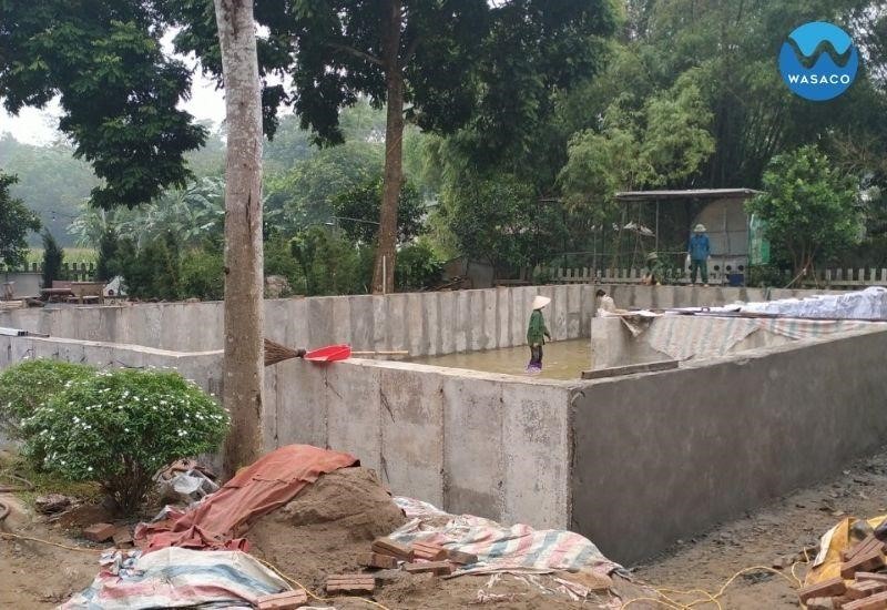 công trình bể bơi anh Sơn ở Đồng Xuân Quốc Oai hà nội