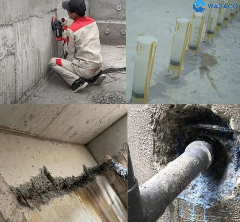 Xử lý chống thấm tại vị trí xuyên ống kỹ thuật