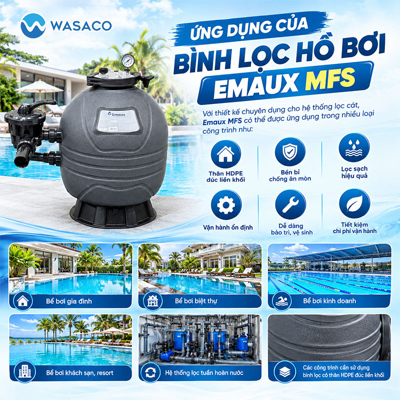 Ứng dụng của bình lọc hồ bơi Emaux MFS